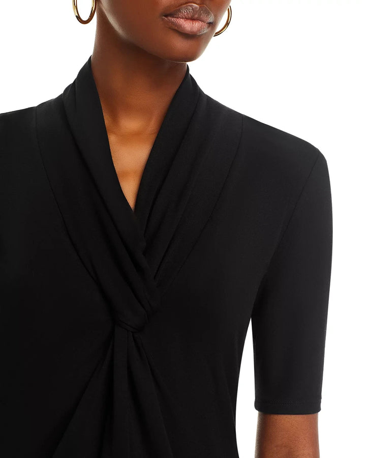 T Tahari Elbow Sleeve Twist Front Top MSRP $58
