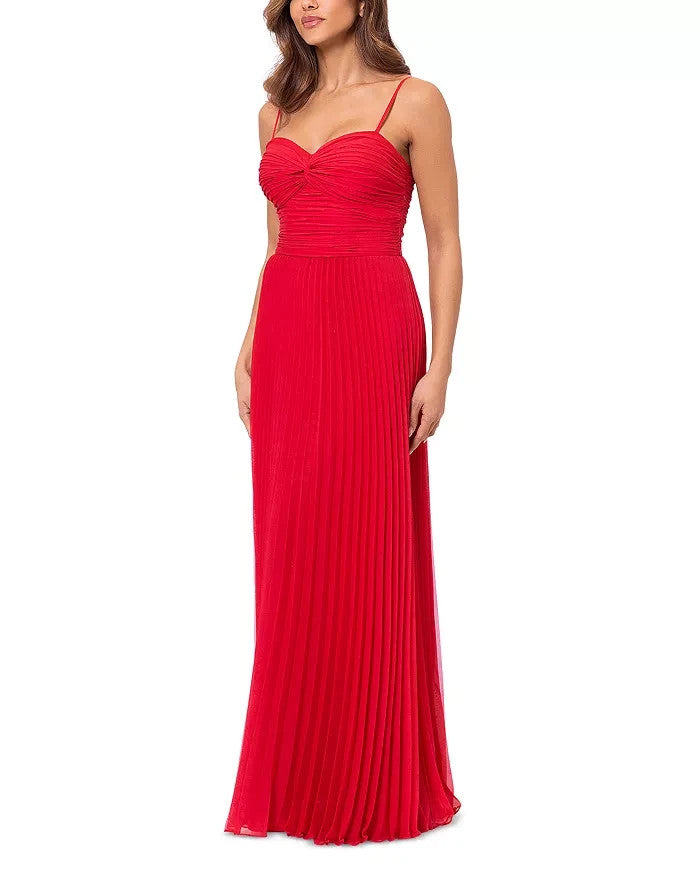 AQUA Pleated Chiffon Gown MSRP $278