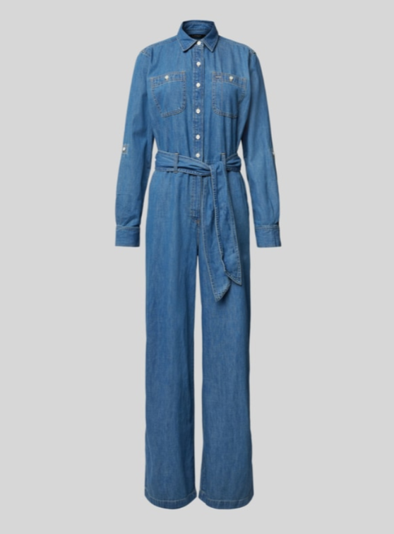 Lauren Ralph Lauren Denim Wide-Leg Jumpsuit MSRP $245