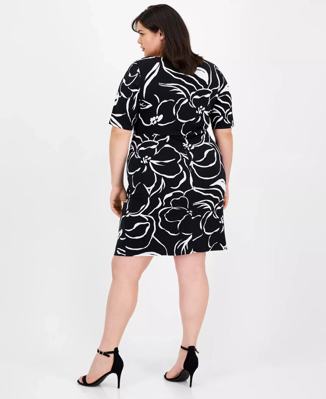 Connected Plus Size Printed Pleat-Detailed Dress MSRP $79