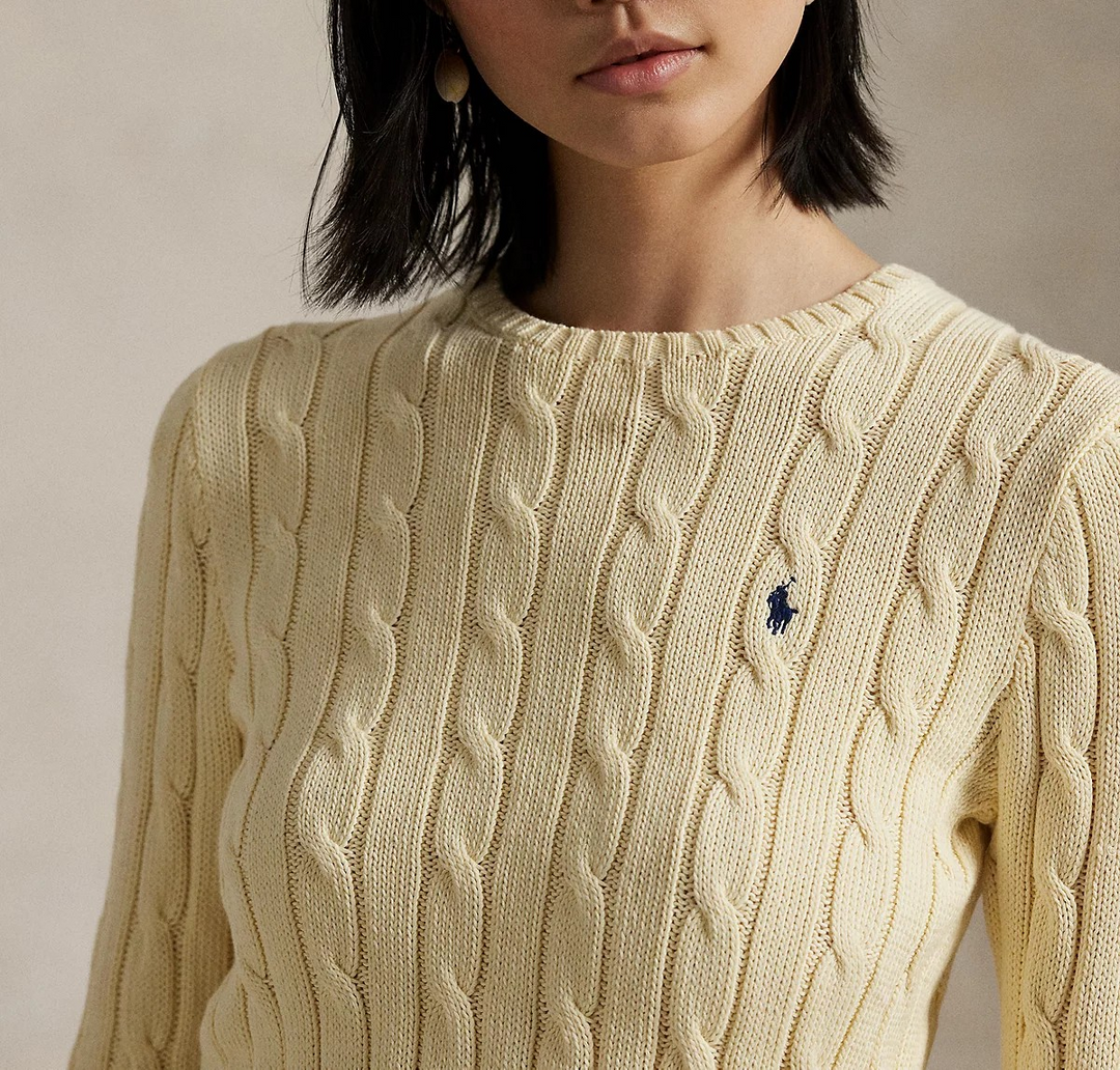 Polo Ralph Lauren Women's Cable-Knit Cotton Crewneck Sweater MSRP $148