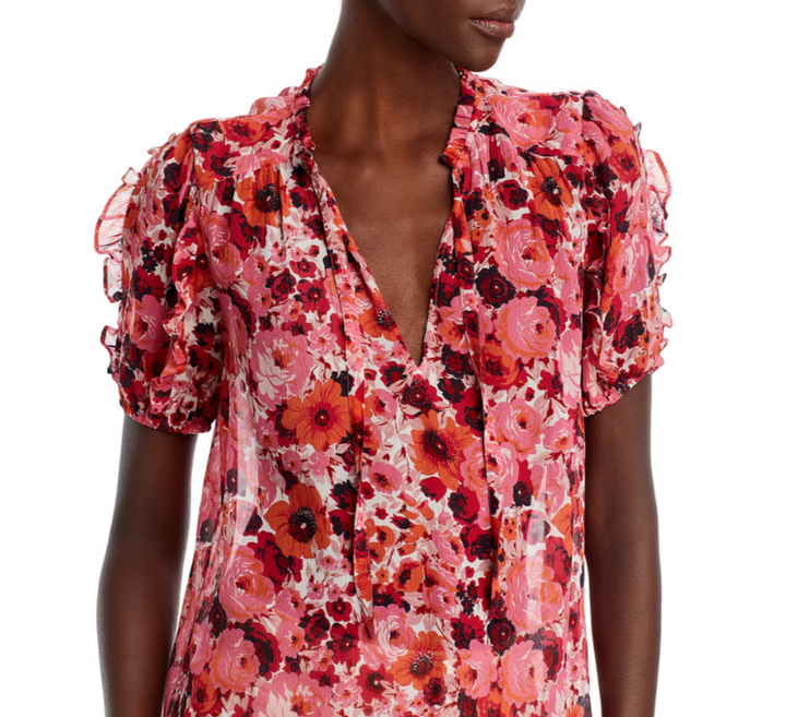 PAIGE Dandelion Silk Split Neck Top MSRP $279