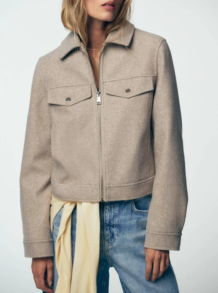 Zara Cropped Zip-Front Jacket MSRP $79