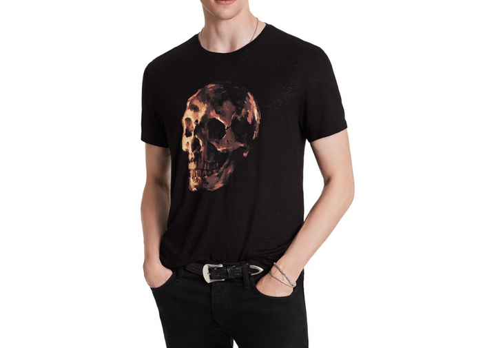 John Varvatos Skull Graphic Linen Tee MSRP $148