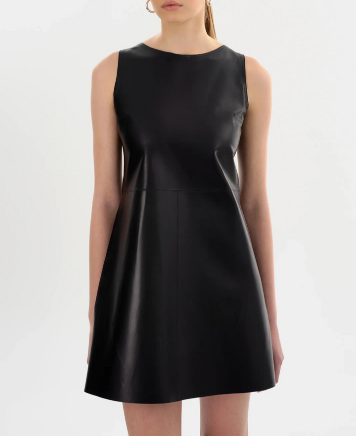 LAMARQUE Lozana Reversible Leather Mini Dress MSRP $575