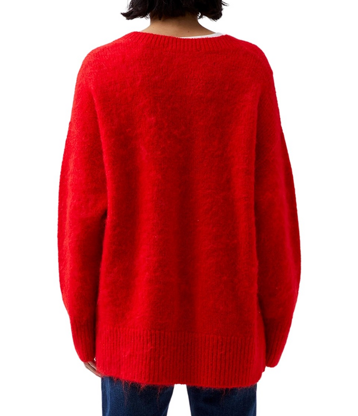 French Connection Women's Fluffy-Knit V-Neck Sweater MSRP $138