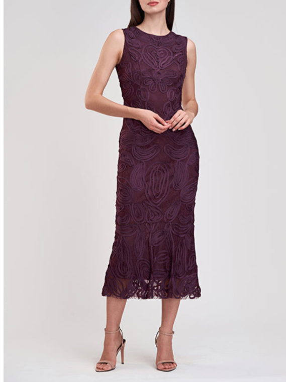 JS COLLECTIONS Meli Soutache Tea Length Dress MSRP $328