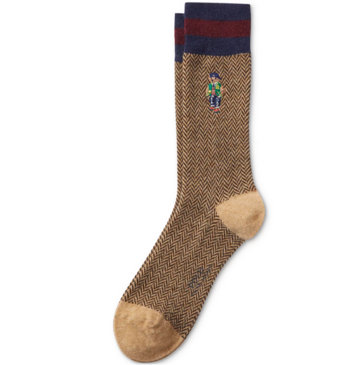Polo Ralph Lauren Herringbone American Heritage Bear Socks MSRP $28
