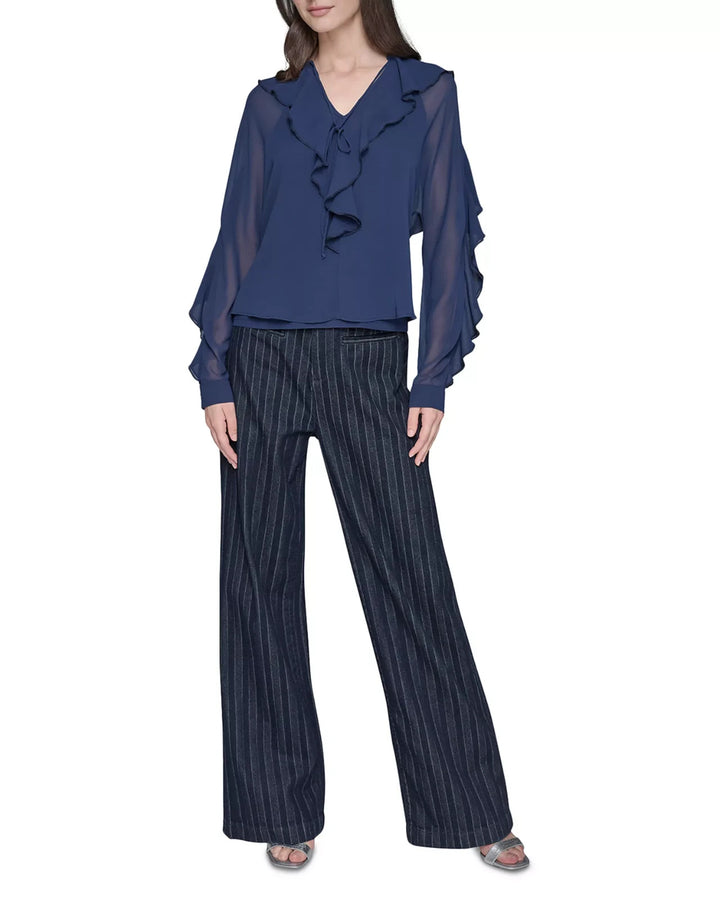 KARL LAGERFELD PARIS Loose Ruffle Blouse MSRP $89