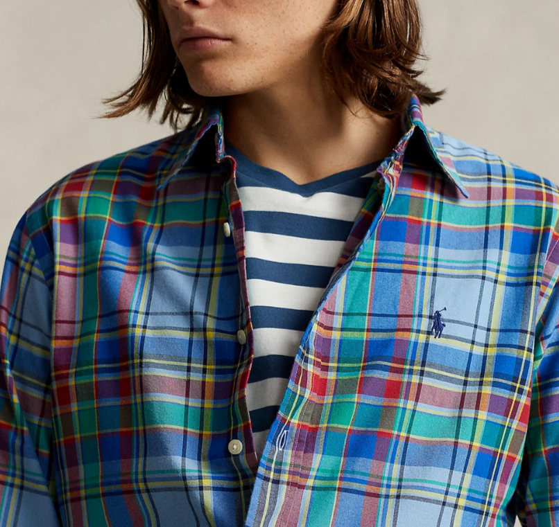 Polo Ralph Lauren Classic Fit Printed Long Sleeve Button Front Oxford Shirt $125