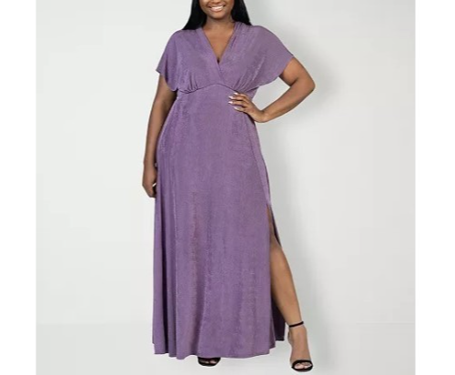 24seven Comfort Apparel Front Slit Empire Waist Maxi Dress MSRP $121.99