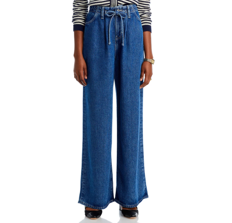 FRAME Super Drape High Rise Drawstring Wide Leg Jeans MSRP $298