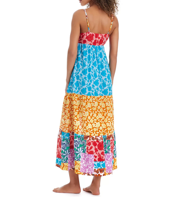 Bar III Beachside Boheme Tiered Maxi Dress Swim Cover-Up MSRP $56