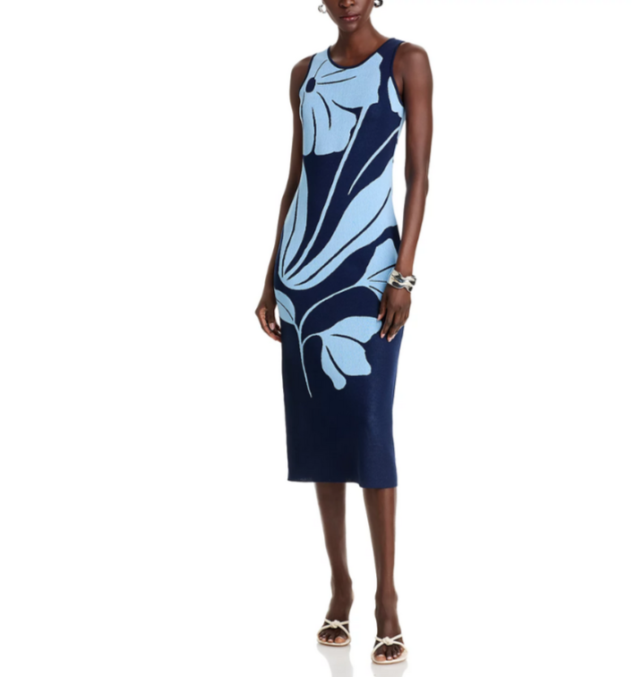 T Tahari Exploded Floral Midi Dress MSRP $98