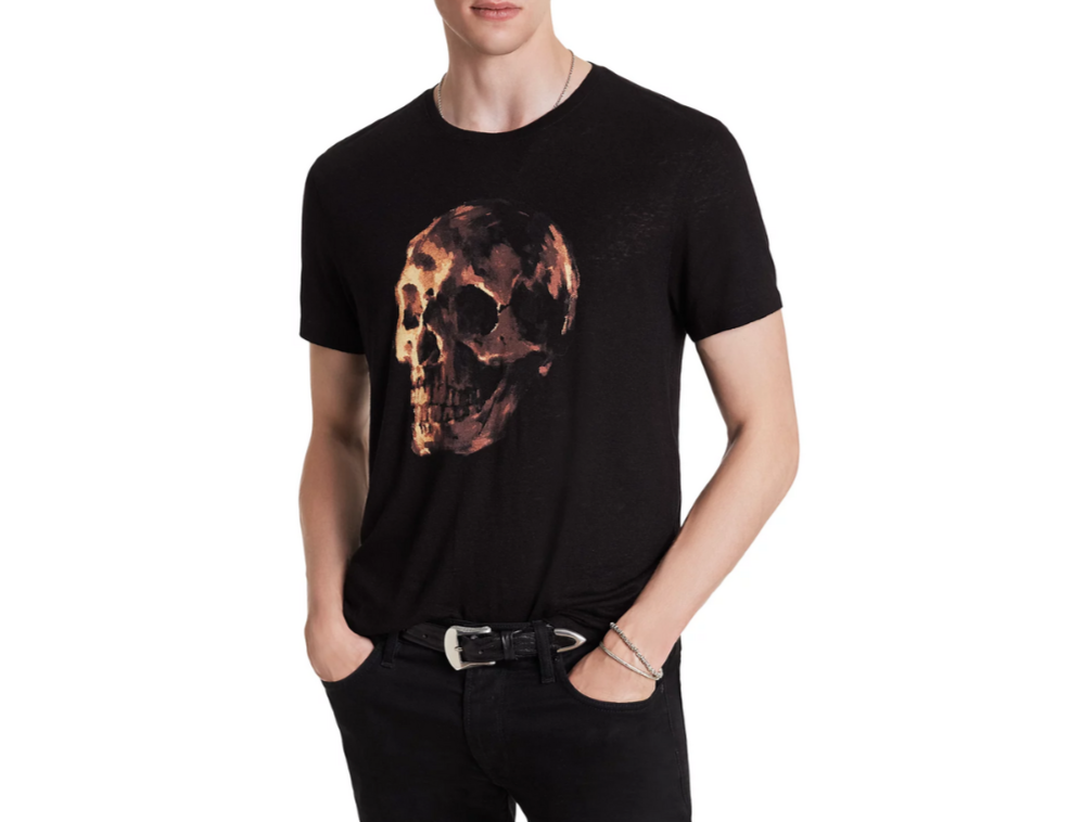 John Varvatos Skull Graphic Linen Tee MSRP $148