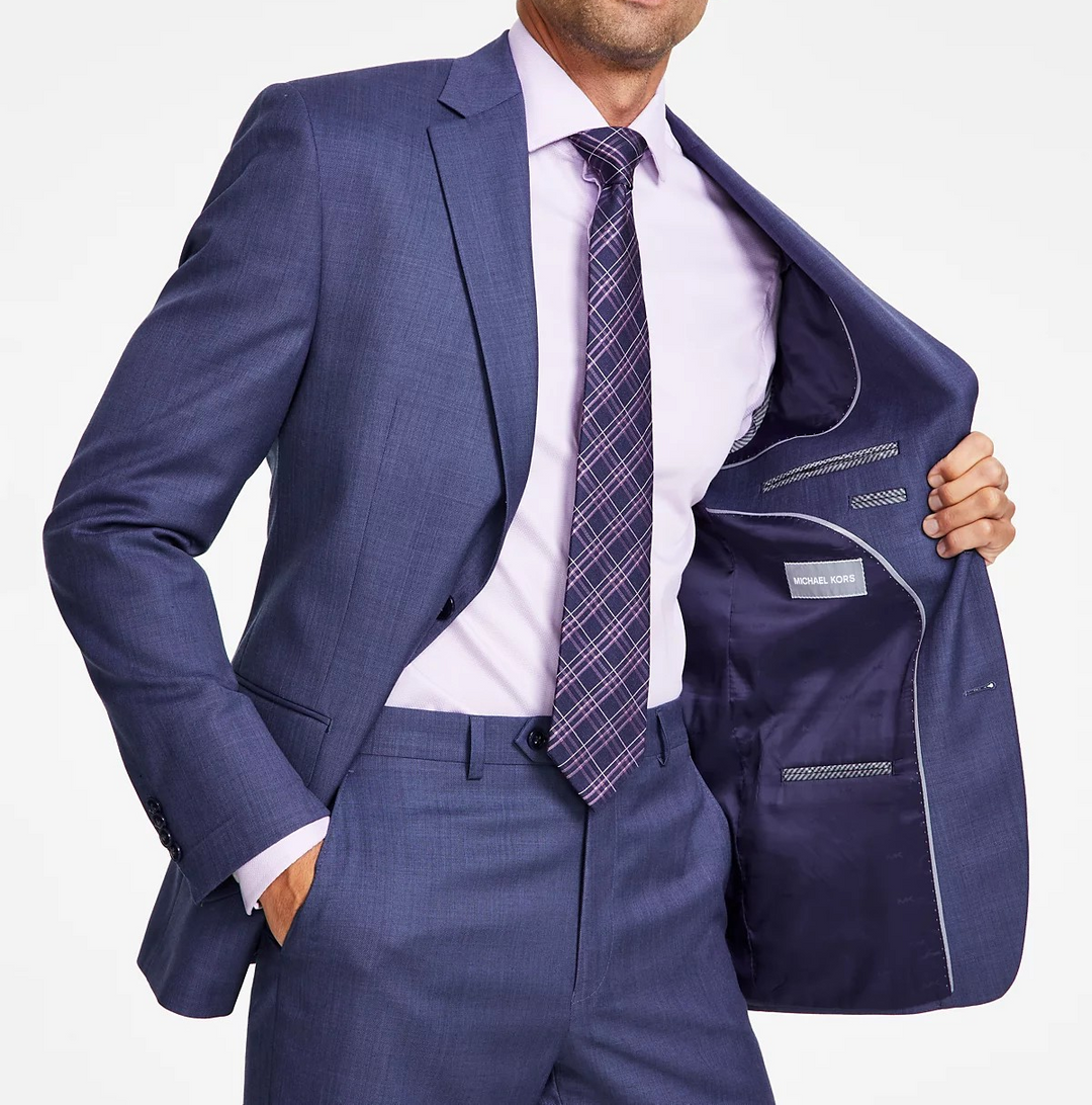 Michael Kors Men's Classic-Fit Wool-Blend Stretch Solid Suit Jacket MSRP $450