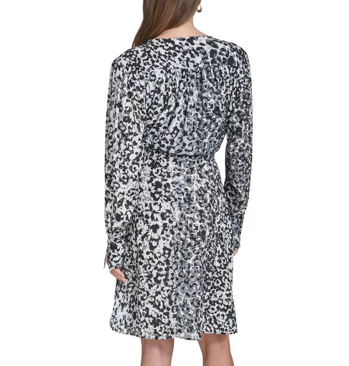 Halston Women's Animal-Print Fit & Flare Dress MSRP $139