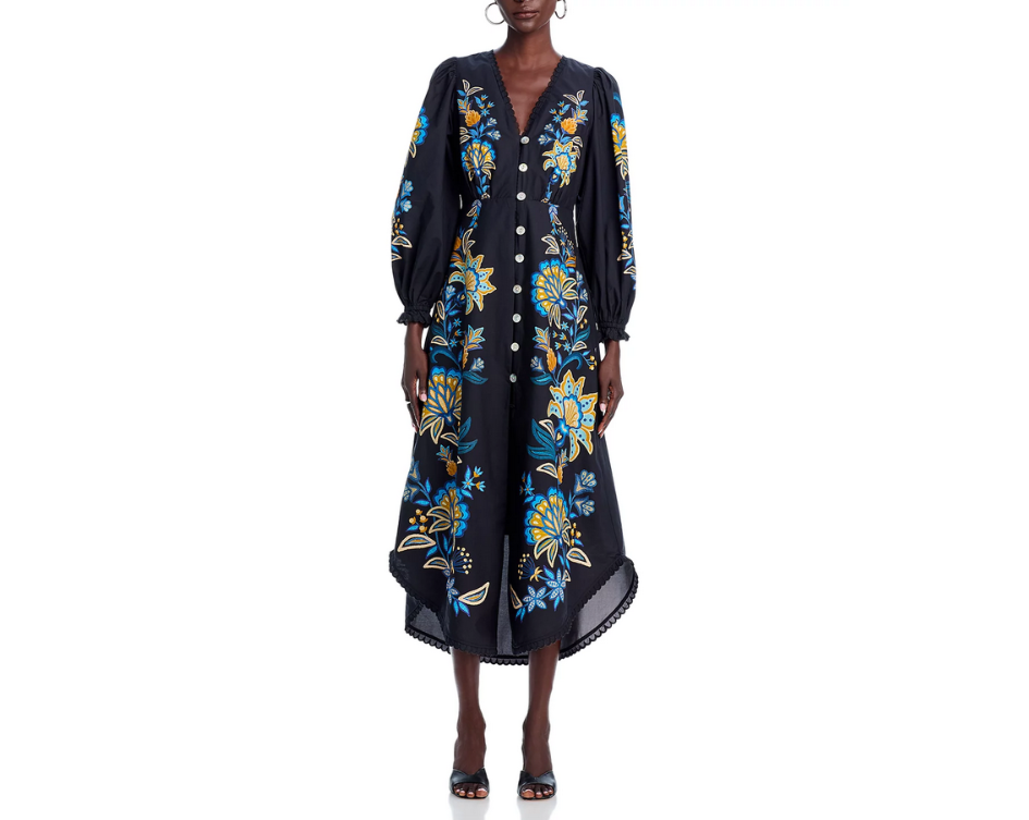 FARM Rio Stitched Garden Midi Dress MSRP $290