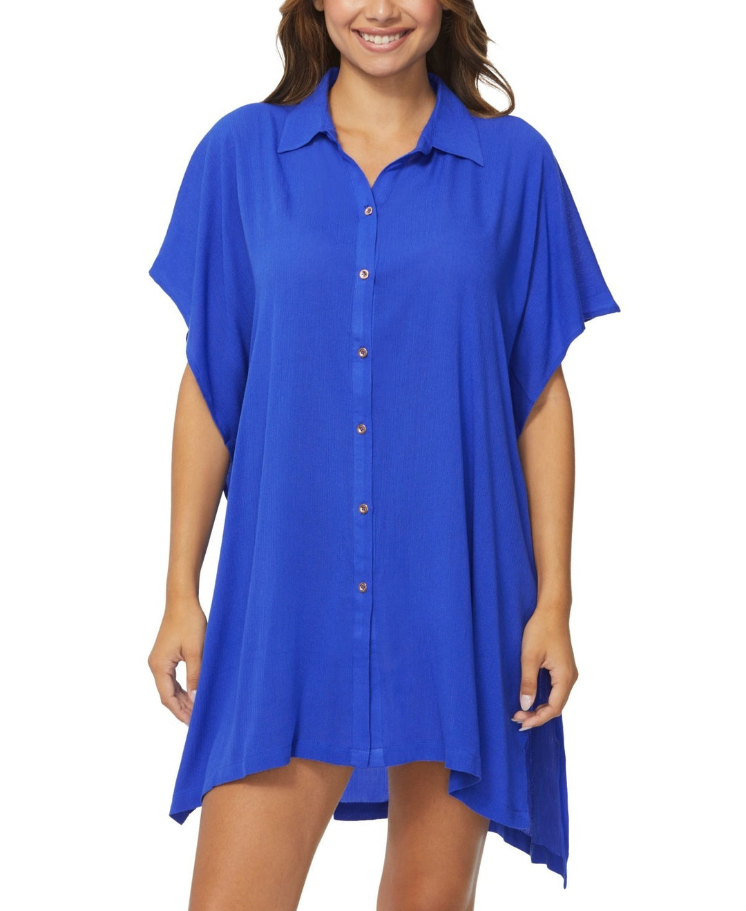 Raisins Vacay Button-Front Cover-Up Tunic Shirt MSRP $52