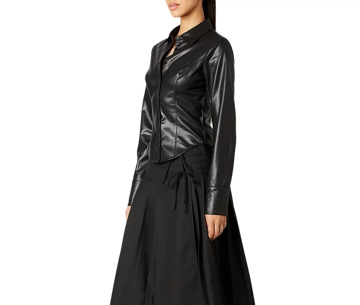 NIA Brielle Faux Leather Shirt  MSRP $88