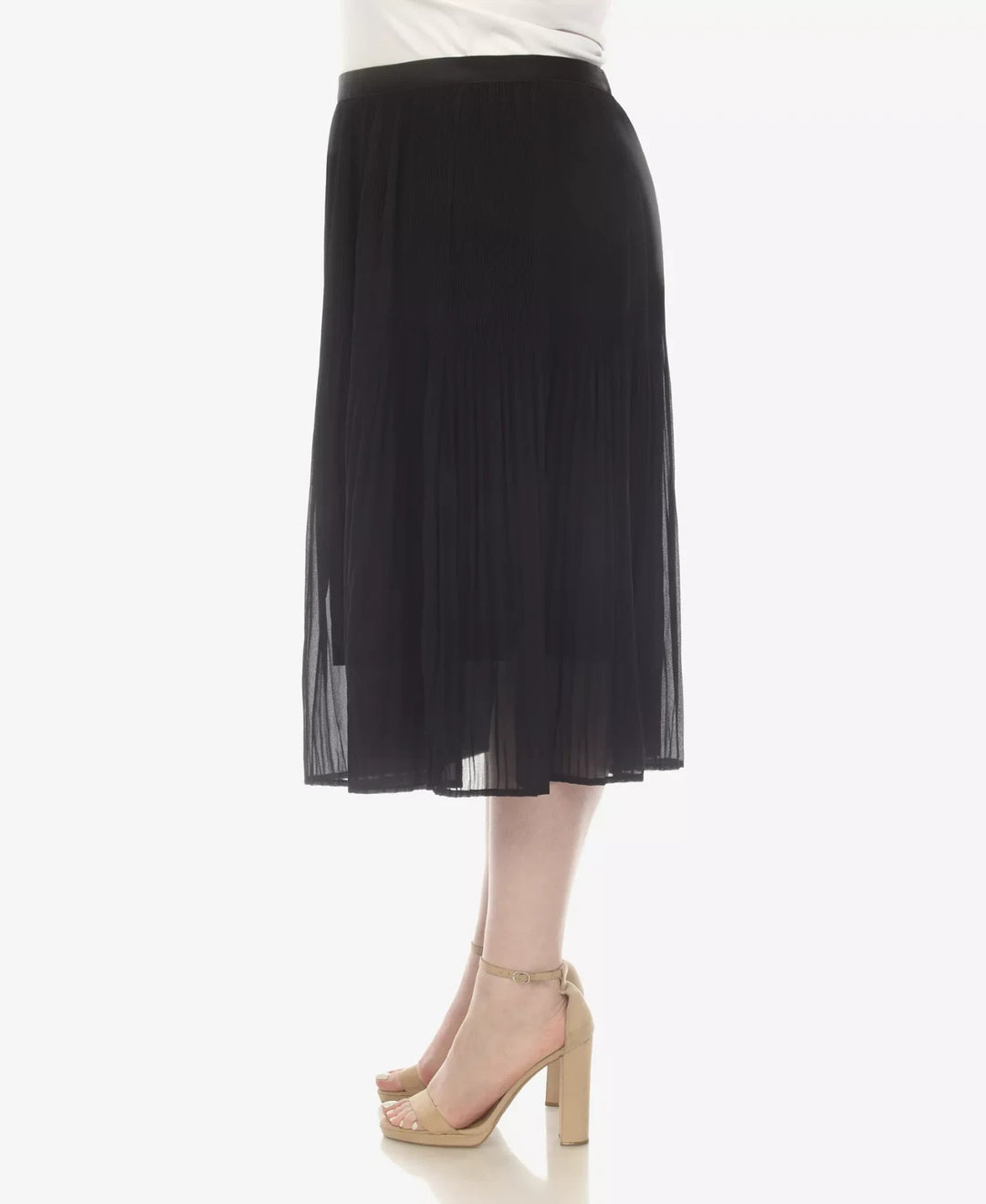 White Mark Plus Size Pleated Chiffon Midi Skirt MSRP $64