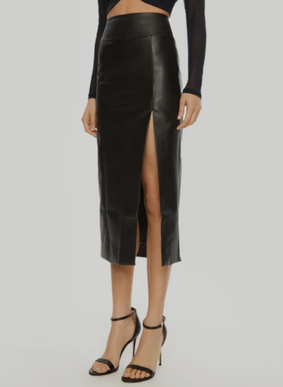 Bardot Dante Faux Leather Midi Skirt MSRP $99