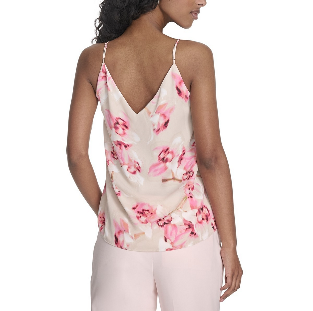 Calvin Klein Women's Printed V-Neck Sleeveless Top MSRP $59