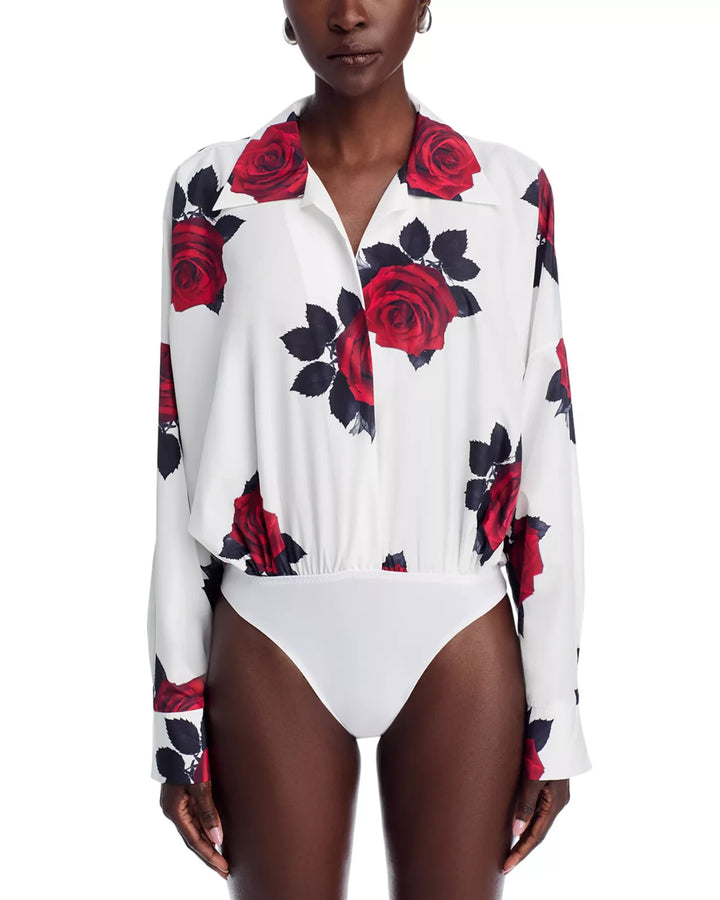 Norma Kamali Super Oversized Boyfriend Shirt Bodysuit MSRP $250