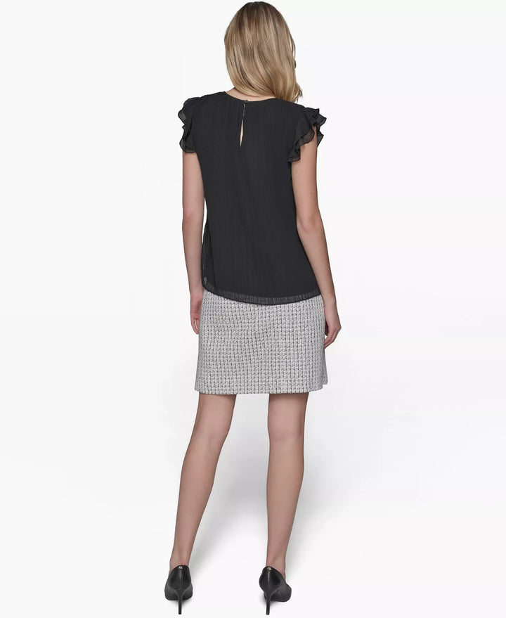 KARL LAGERFELD PARIS Women's Flutter-Sleeve Blouse MSRP $89