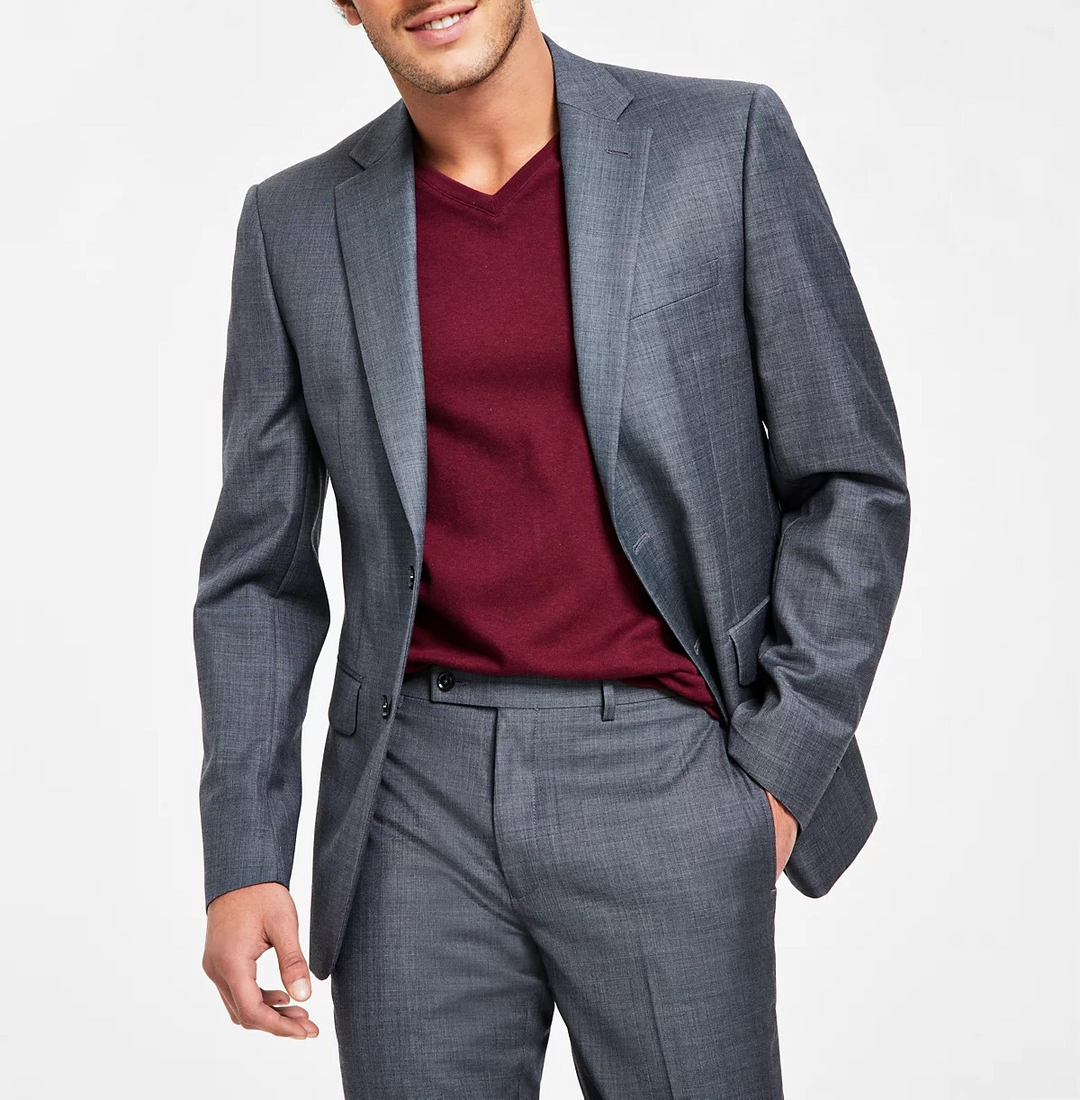 Calvin Klein Men's Slim-Fit Wool-Blend Stretch Suit Jackets MSRP $450