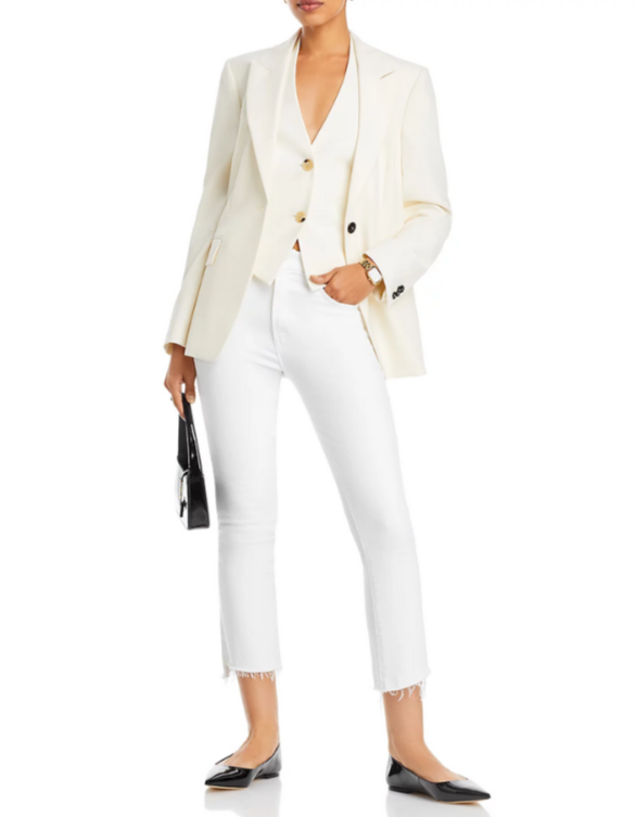 MOTHER The Insider High Rise Crop Step Fray Bootcut Jeans MSRP $218