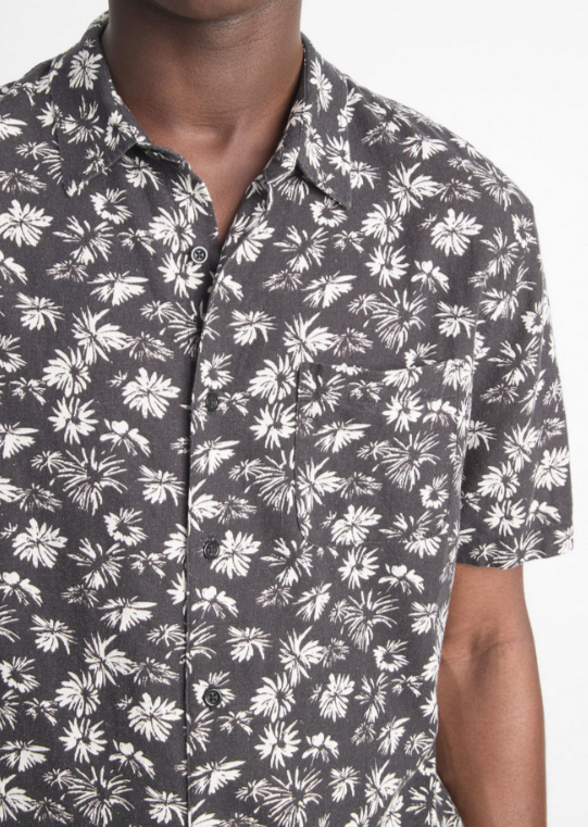 Vince Firework Floral Classic Fit Short Sleeve Shirt MSRP $225