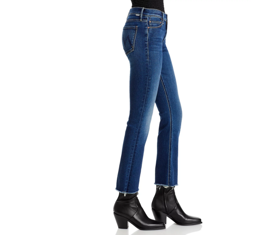 MOTHER The Outsider High Rise Ankle Fray Flare Jeans MSRP $258