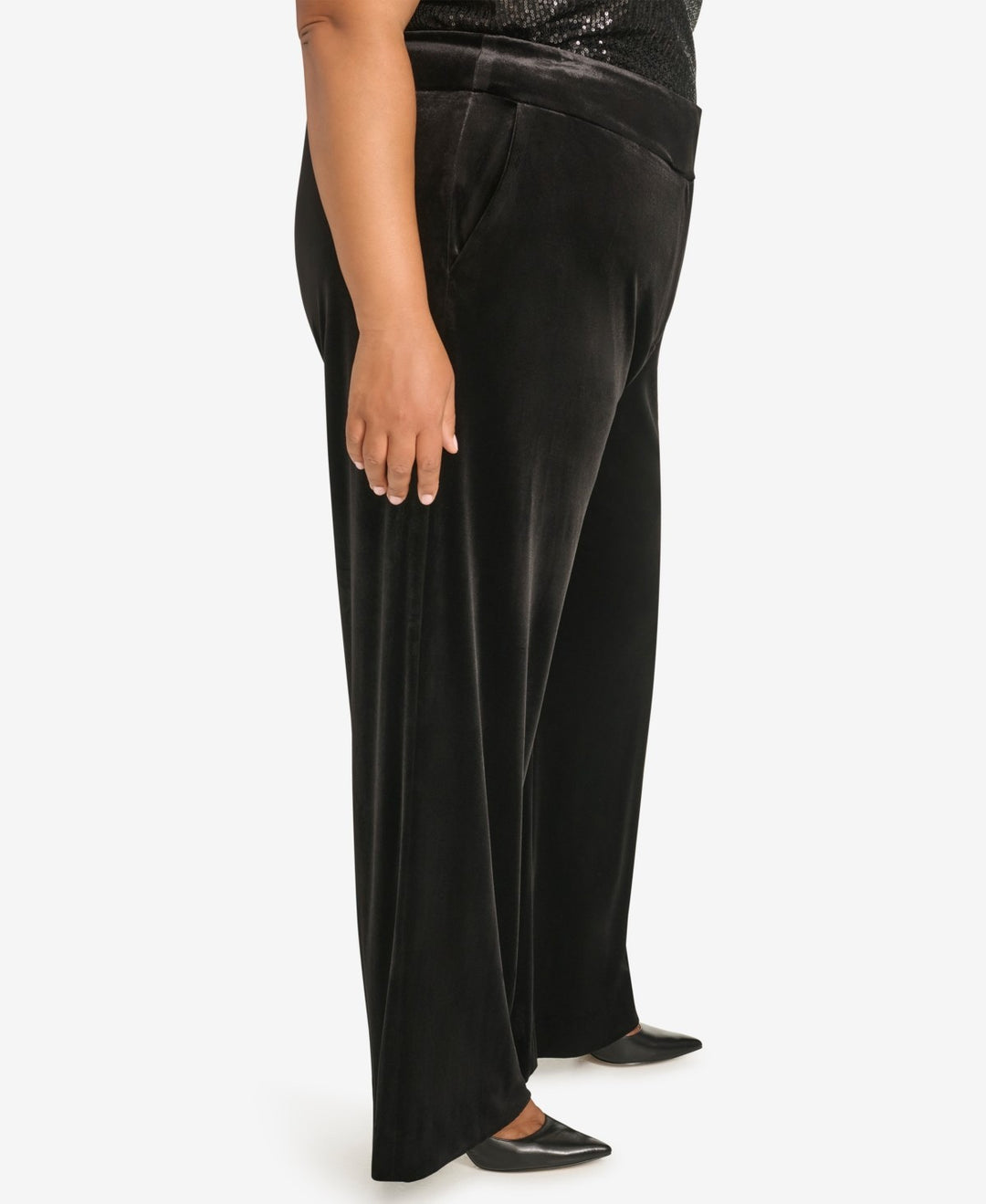 Calvin Klein Plus Size High Rise Wide Leg Velvet Pants MSRP $109