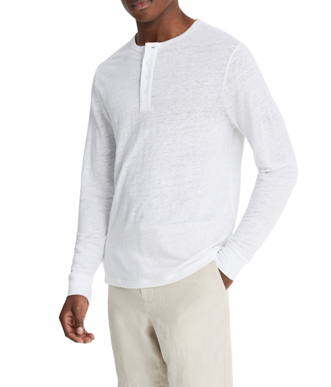 Vince Long Sleeve Linen Henley MSRP $195