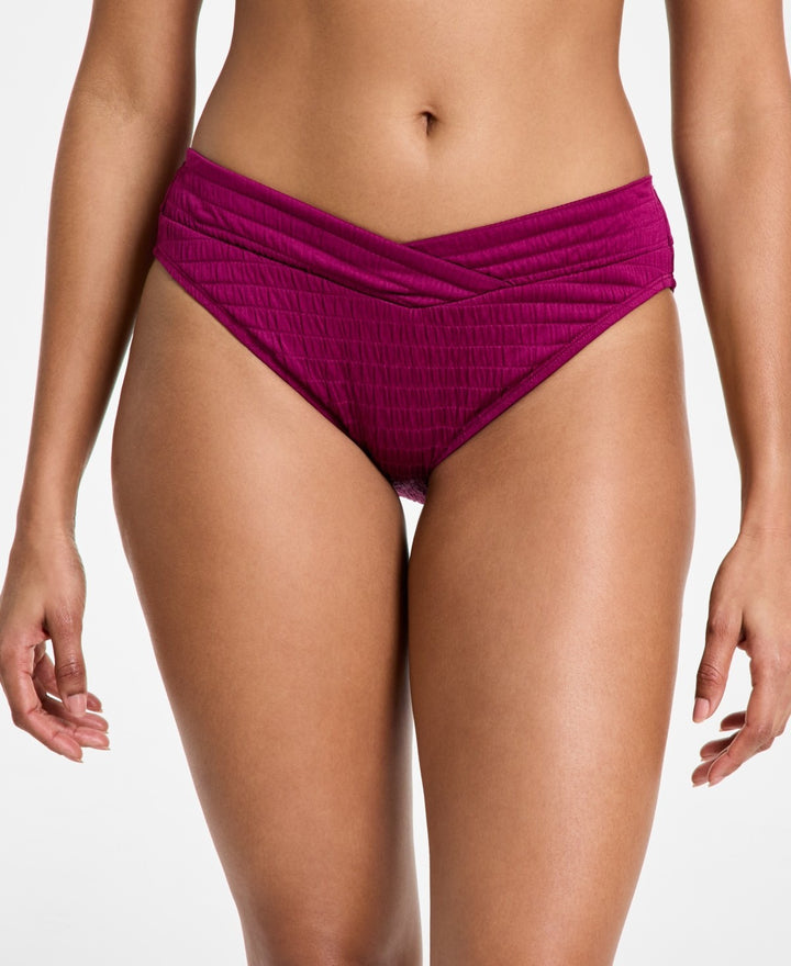 Bar III Pucker Up V-Waist High-Leg Bikini Bottoms MSRP $34