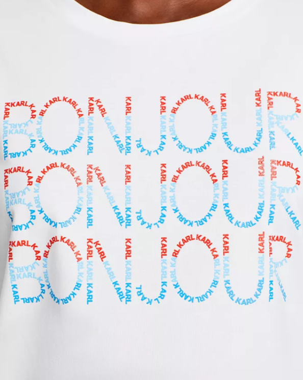 KARL LAGERFELD PARIS Bonjour Crewneck Tee MSRP $59