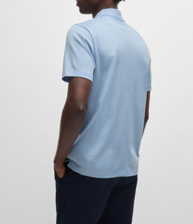 BOSS Johnny-Collar Mixed-Structure Cotton Polo Shirt MSRP $128