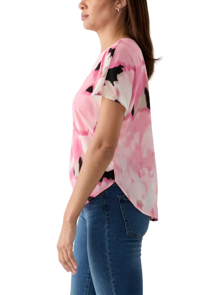 Anne Klein Women's Printed Boat Neck Short-Sleeve Top MSRP $69