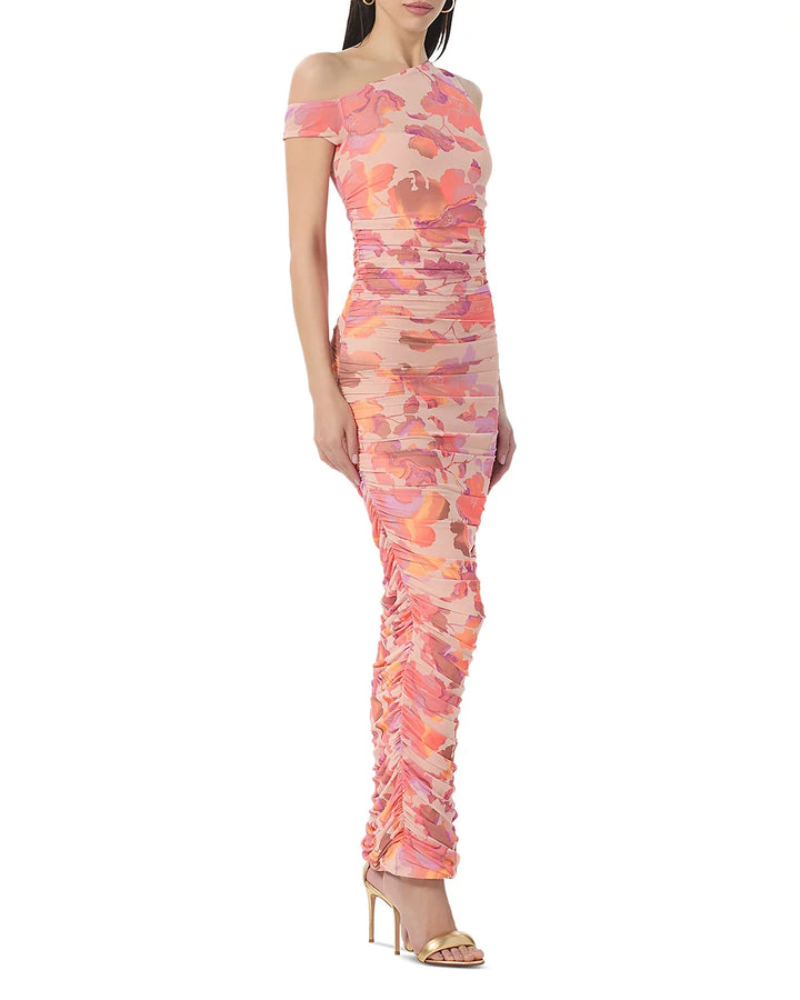AFRM Biona Asymmetric Neck Ruched Dress MSRP $98