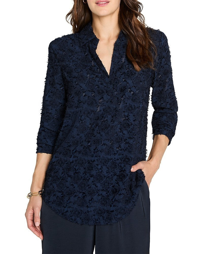 NIC+ZOE Any Occasion Clipped Jacquard Top MSRP $188