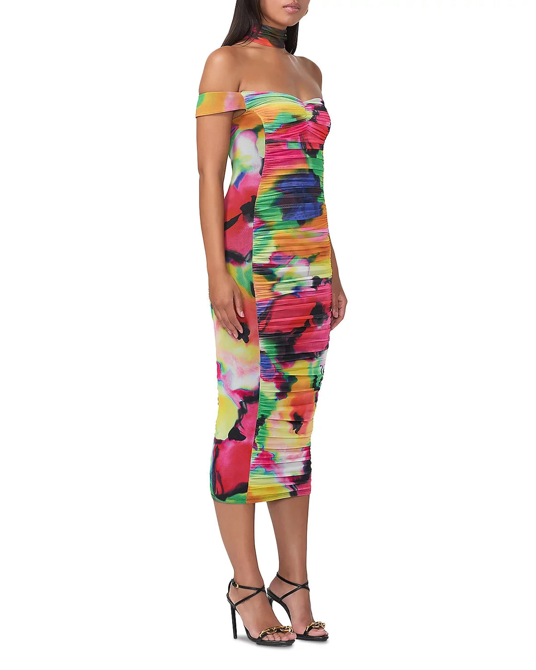 AFRM Casey Ruched Stretch Midi Floral Dress MSRP $118