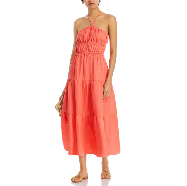 Bella Dahl Linen Halter Midi Dress MSRP $216