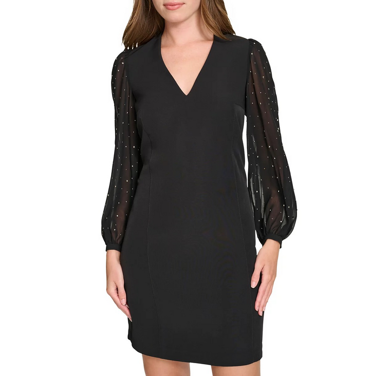 Tommy Hilfiger Women's Rhinestone-Sleeve Shift Dress MSRP $139