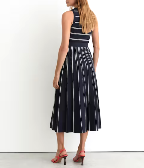 Reiss Mallory Sleeveless Stripe Knitted Midi Dress MSRP $320