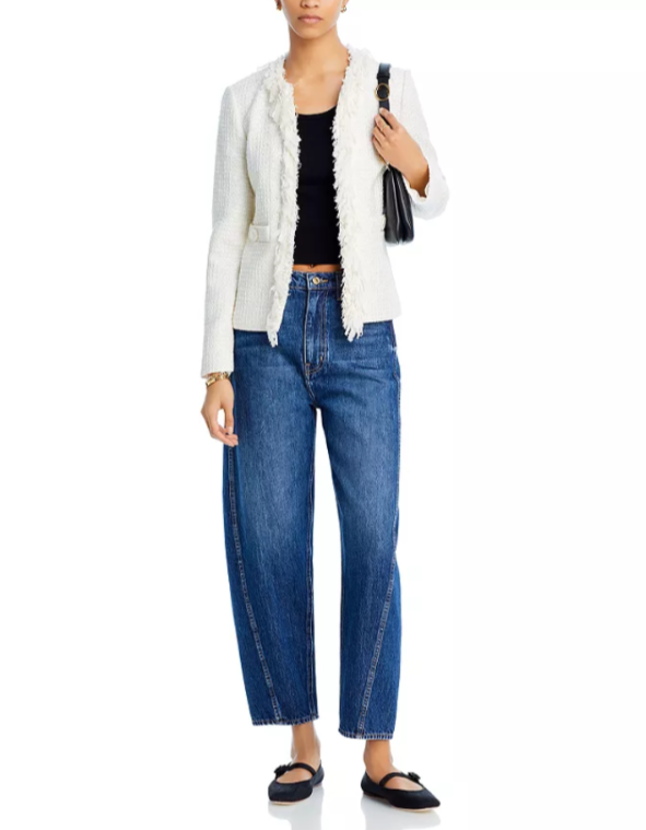 Derek Lam 10 Crosby Garcia Fringe Tweed Open Jacket MSRP $650