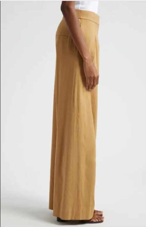 Veronica Beard Jodie Pleat Linen Blend Wide Leg Pants MSRP $548