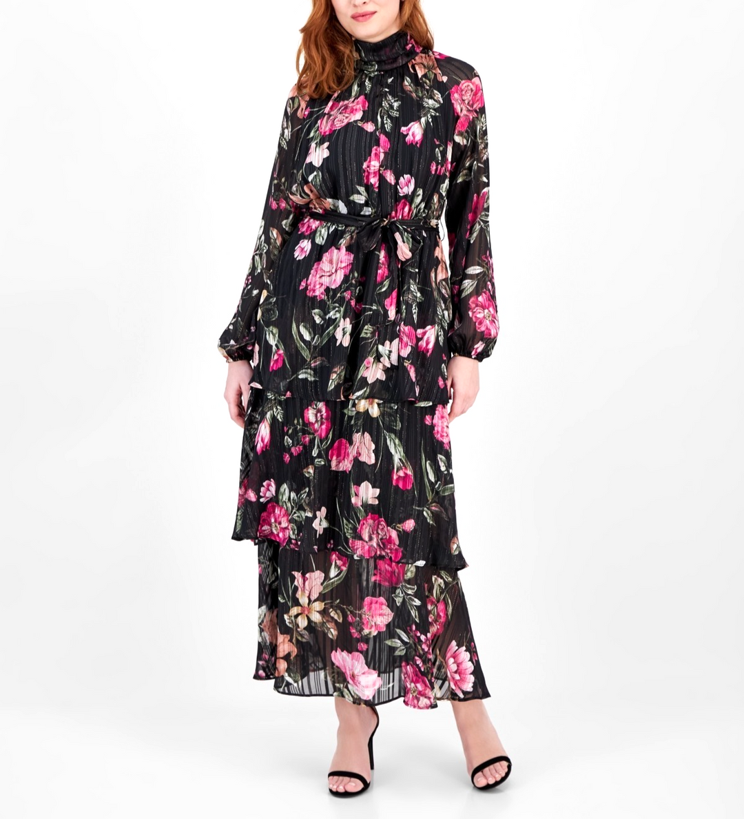 RACHEL Rachel Roy Women's Mae Printed Tiered Maxi Dress MSRP $149
