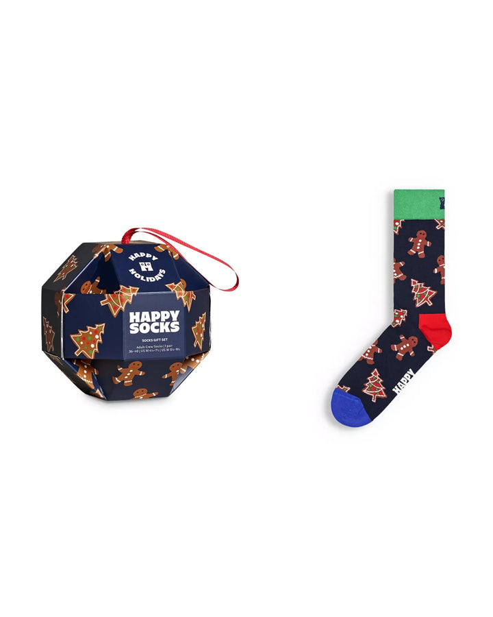 Happy Socks Holiday Gingerbread Cookies Crew Socks Gift Set, Pack of 1 MSRP $16