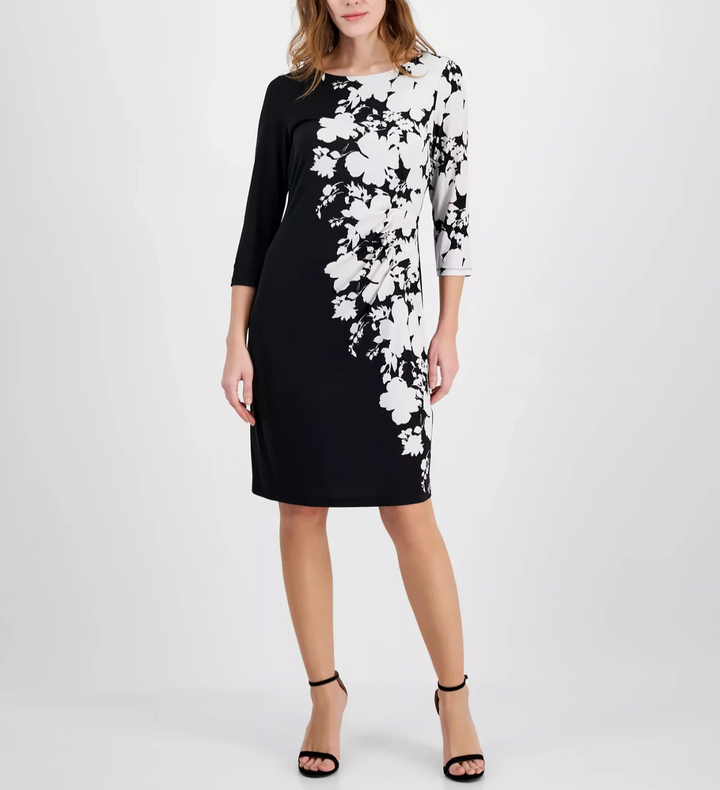 Connected Women's Floral-Print Ruched Sheath Dress MSRP $79